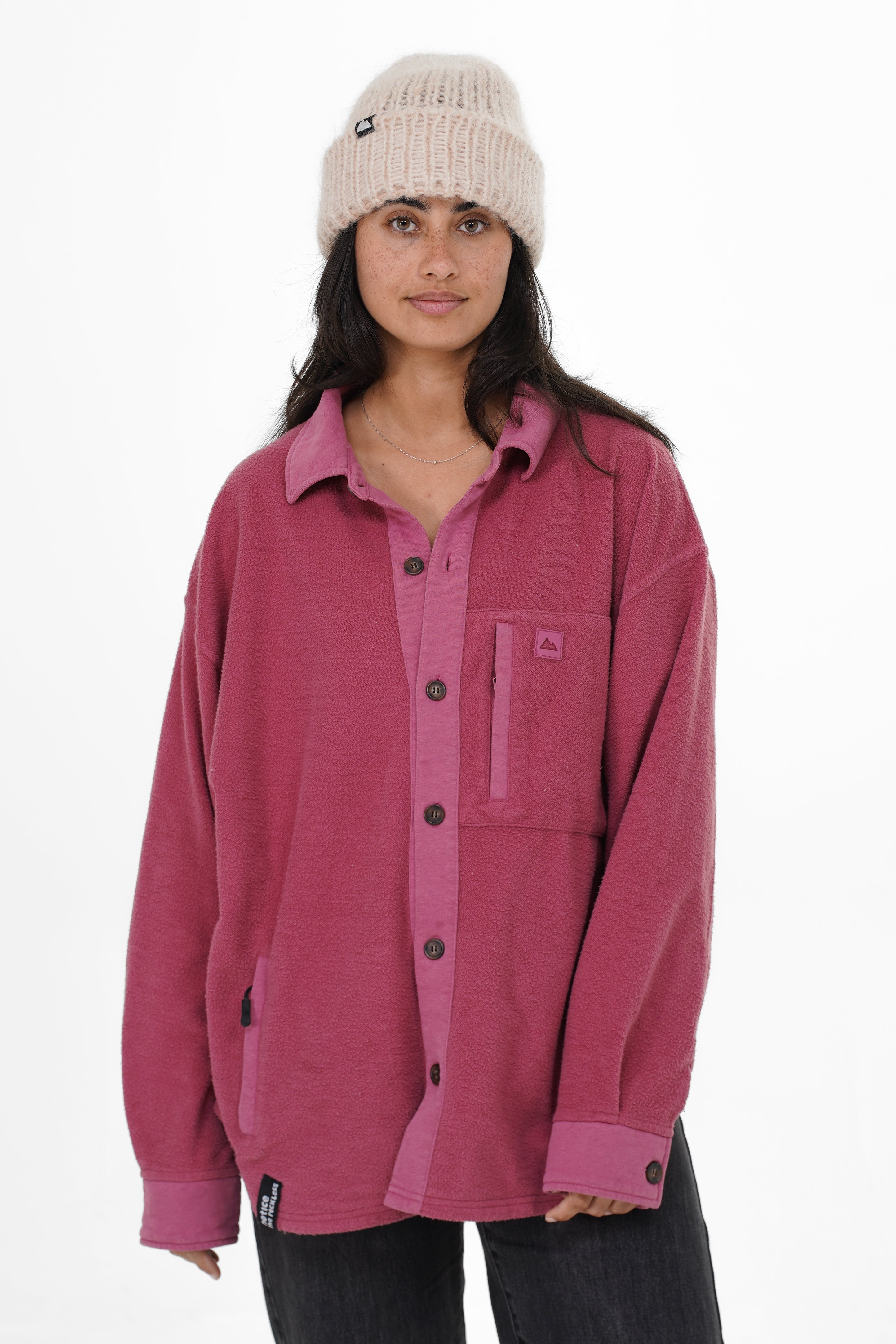 NOTICE THE RECKLESS W BURGUNDY SHACKET