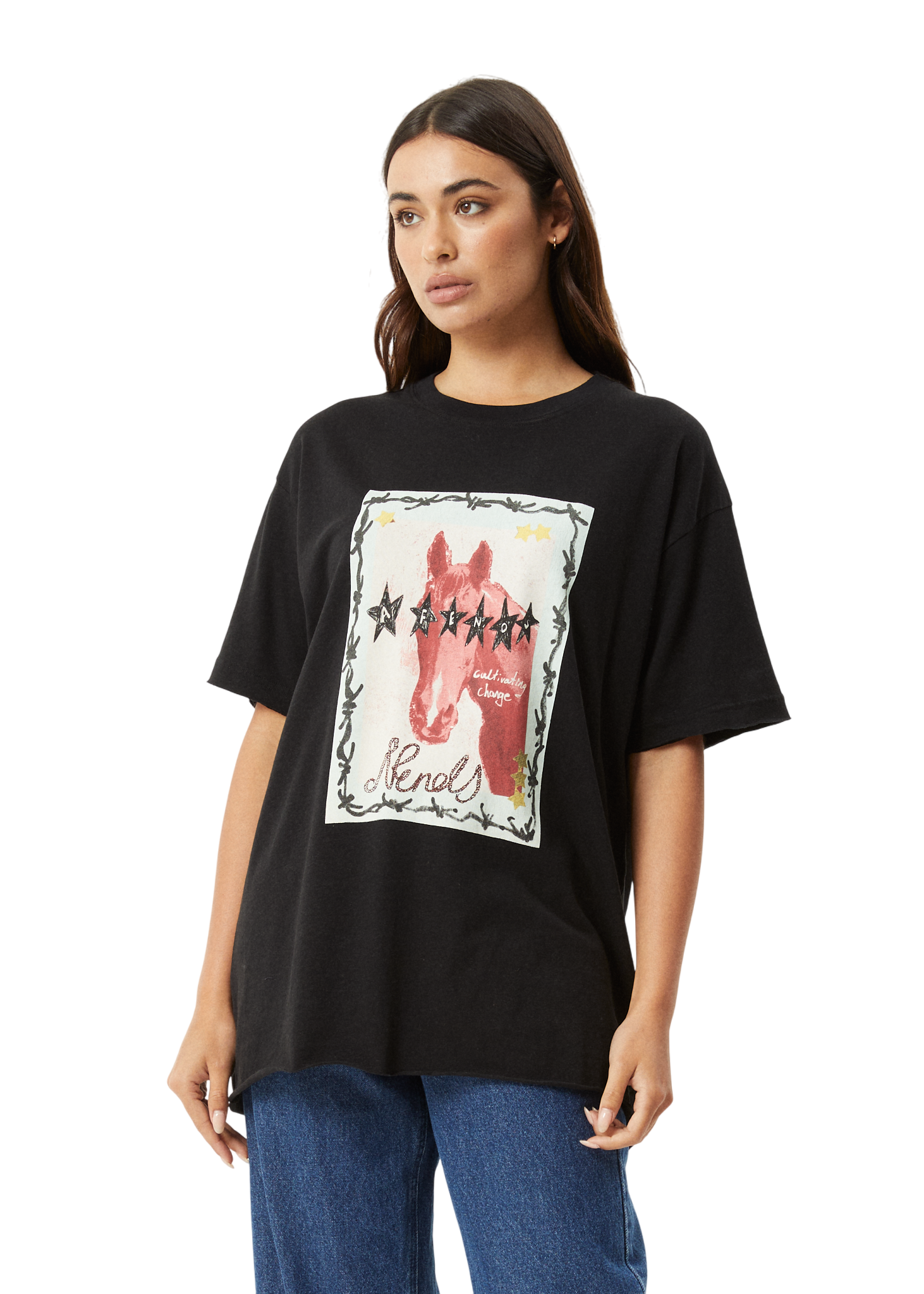 AFENDS W DIDI HEMP OVERSIZED TEE