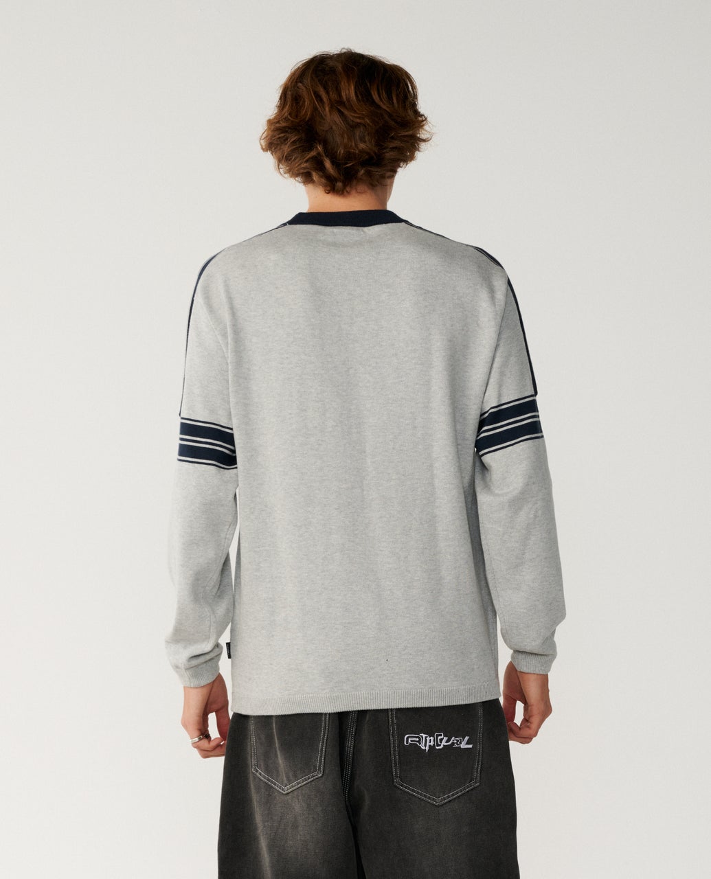 RIP CURL ARCHIVE TWU STRIPE CREW KNIT Grey Marle