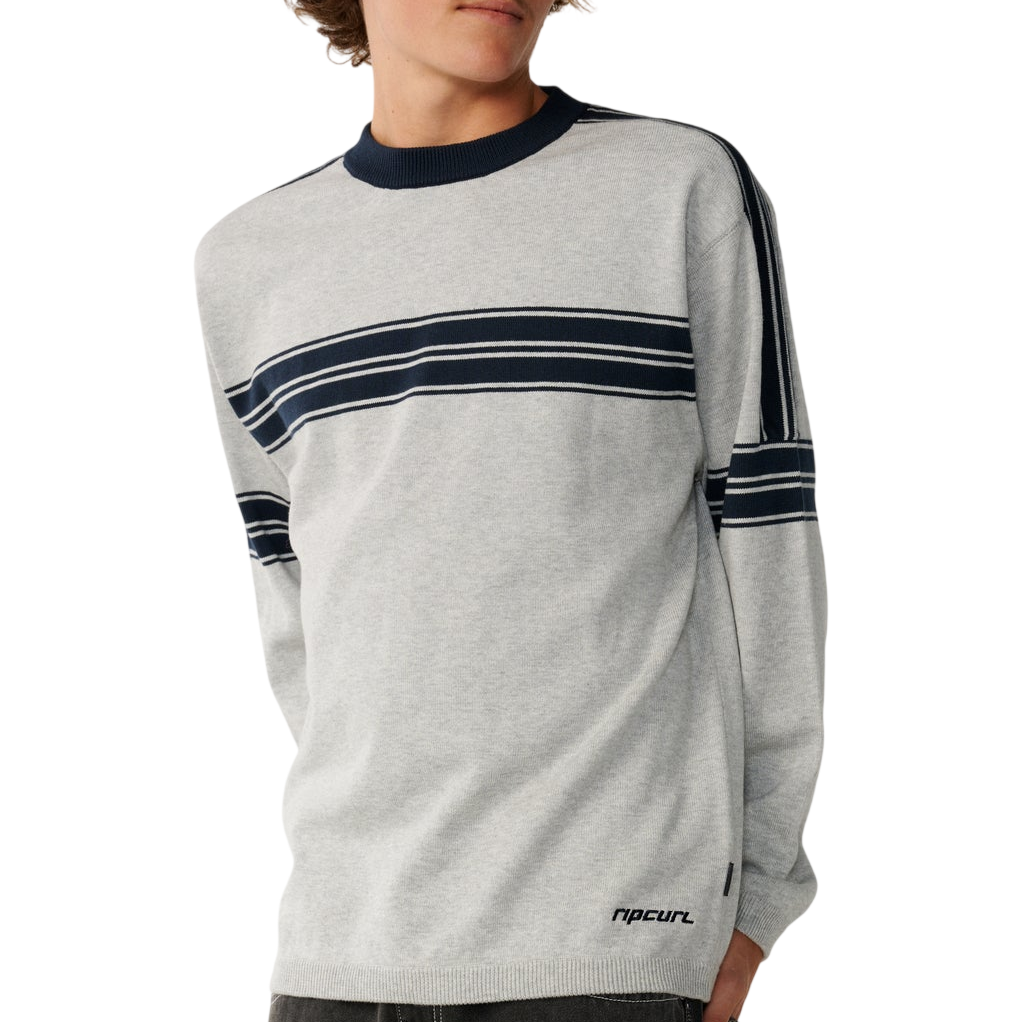 RIP CURL ARCHIVE TWU STRIPE CREW KNIT Grey Marle