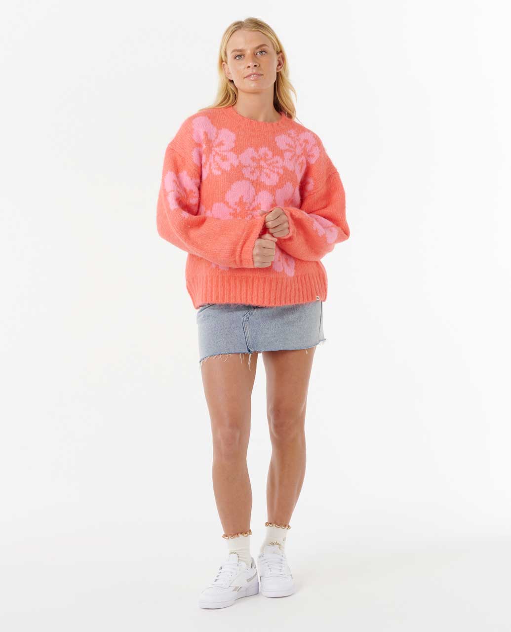 RIP CURL W HIBISCUS HEAT JACQUARD CREW 