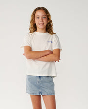RIP CURL G Surf Puff Relaxed Tee Bone Blue
