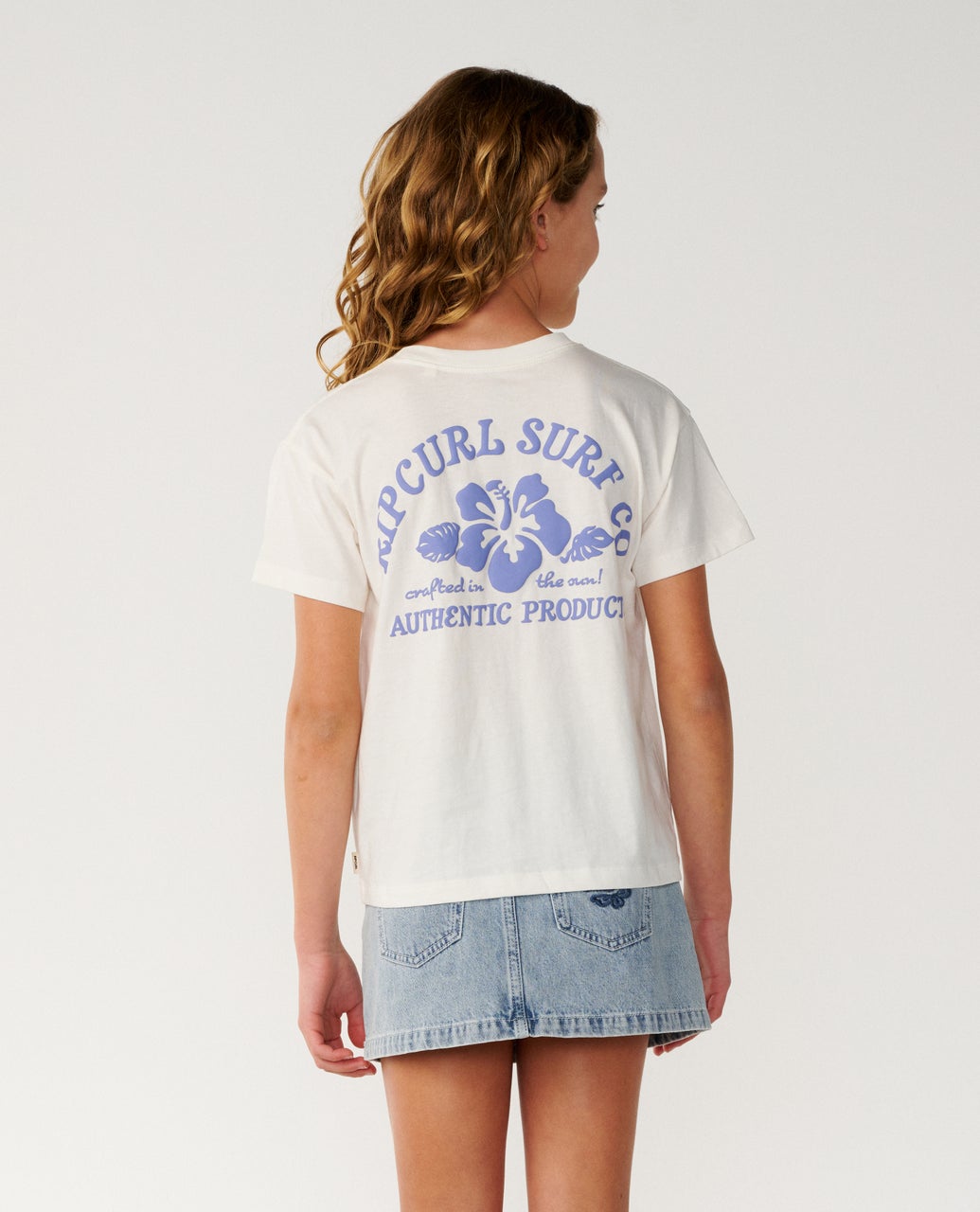 RIP CURL G Surf Puff Relaxed Tee Bone Blue