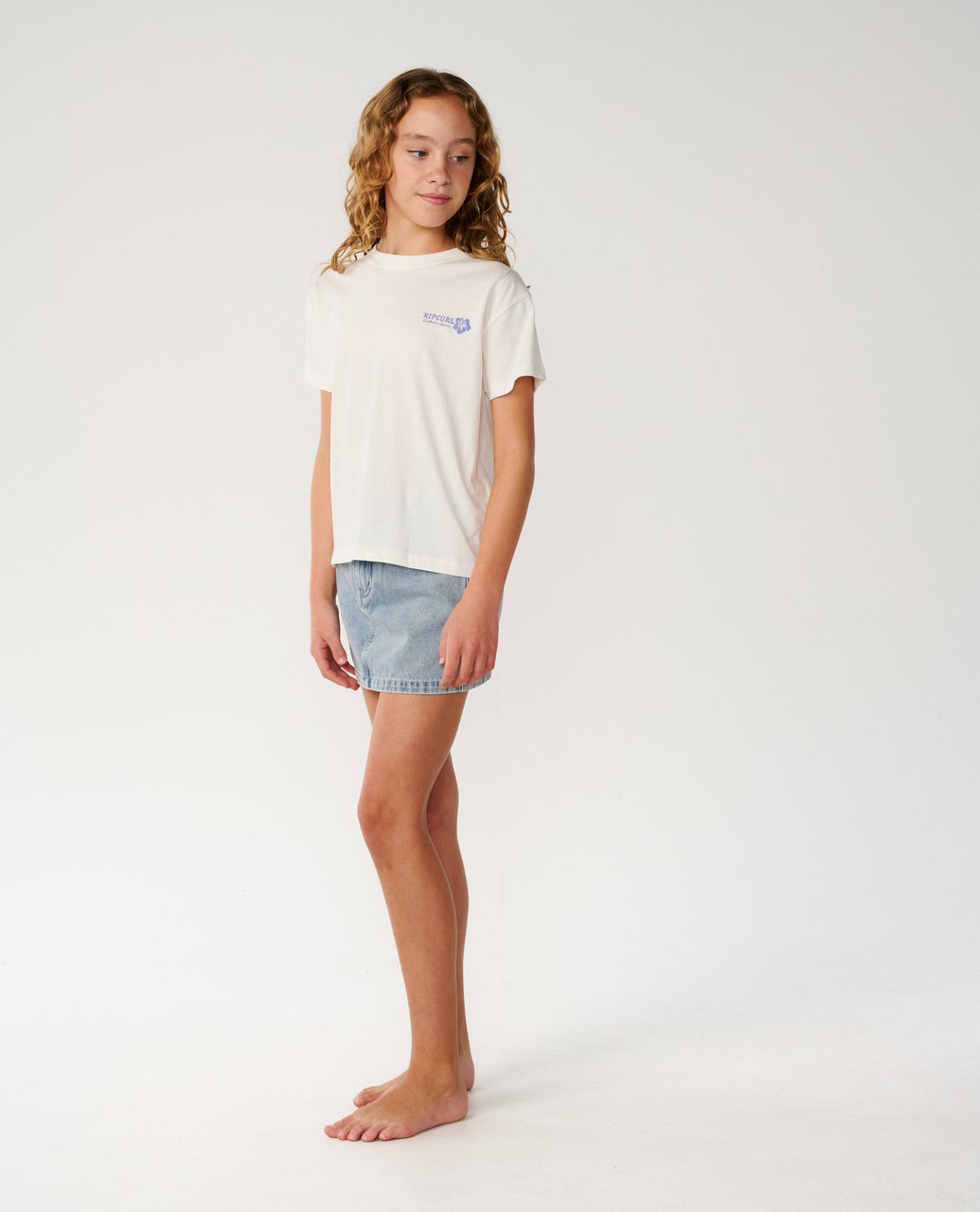 RIP CURL G Surf Puff Relaxed Tee Bone Blue