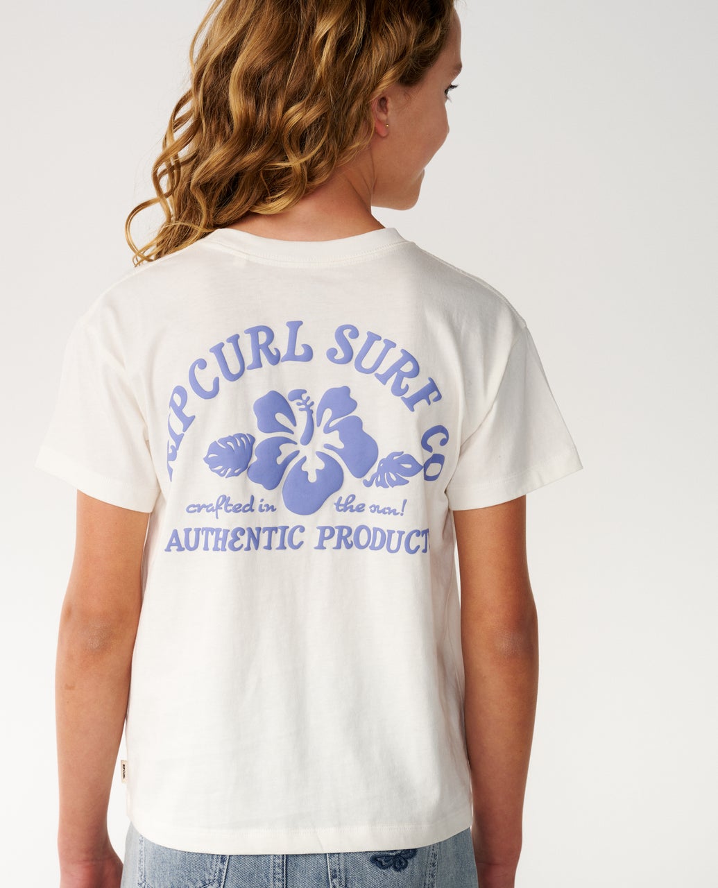 RIP CURL G Surf Puff Relaxed Tee Bone Blue