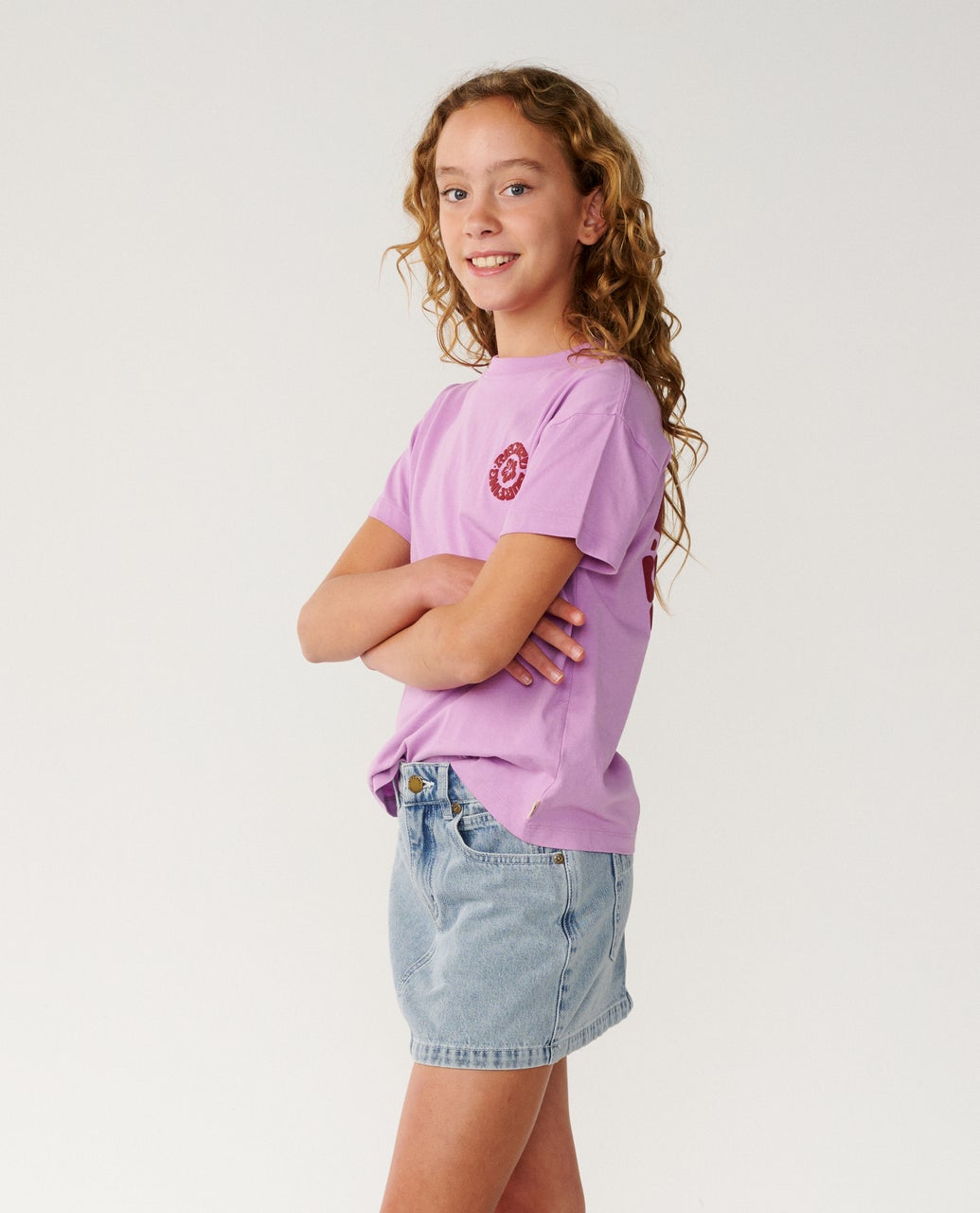RIP CURL G Surf Puff Relaxed Tee Bright Lilac