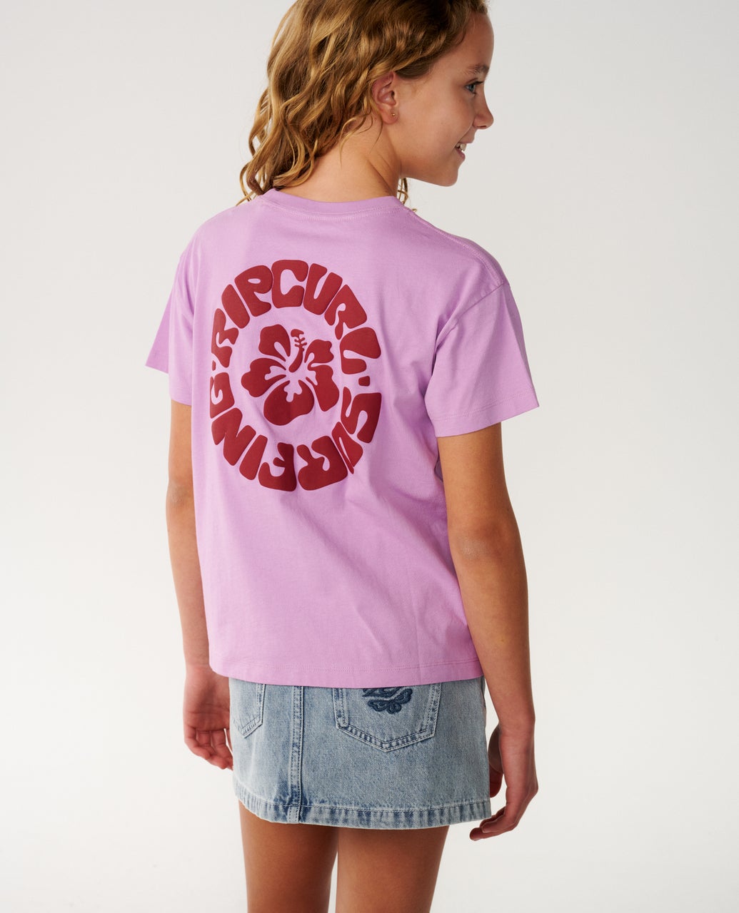 RIP CURL G Surf Puff Relaxed Tee Bright Lilac