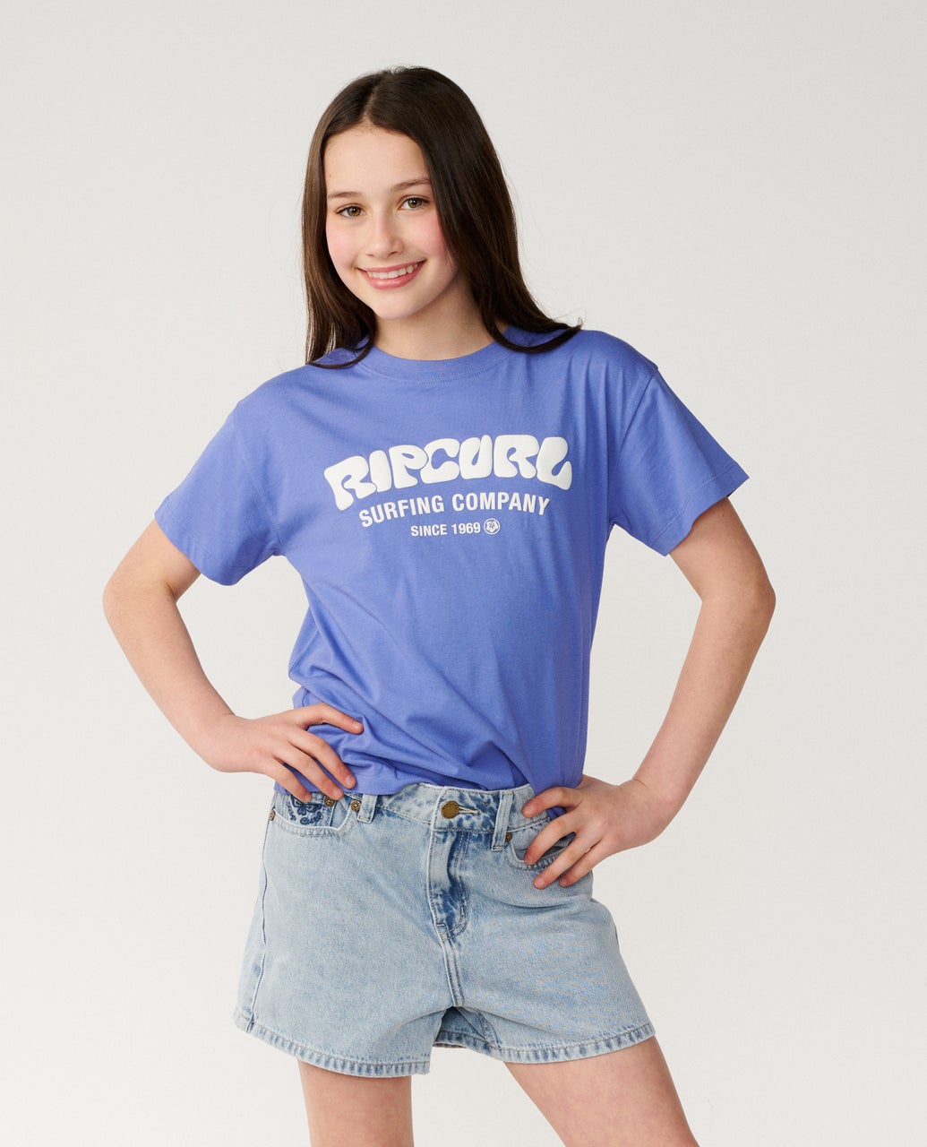 RIP CURL G Surf Puff Relaxed Tee Mid Blue