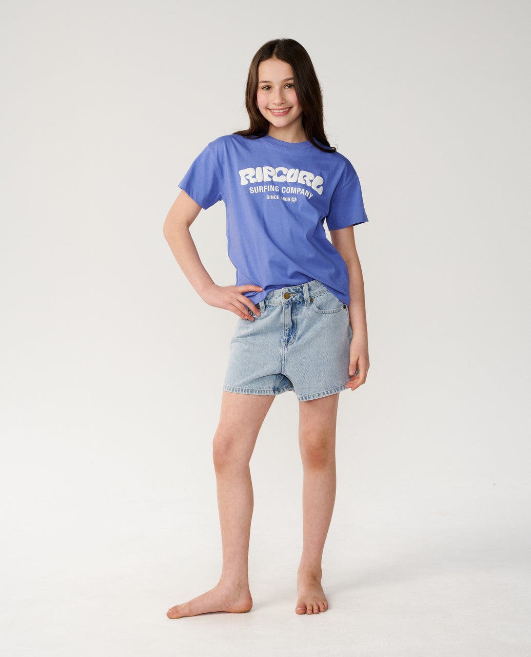 RIP CURL G Surf Puff Relaxed Tee Mid Blue