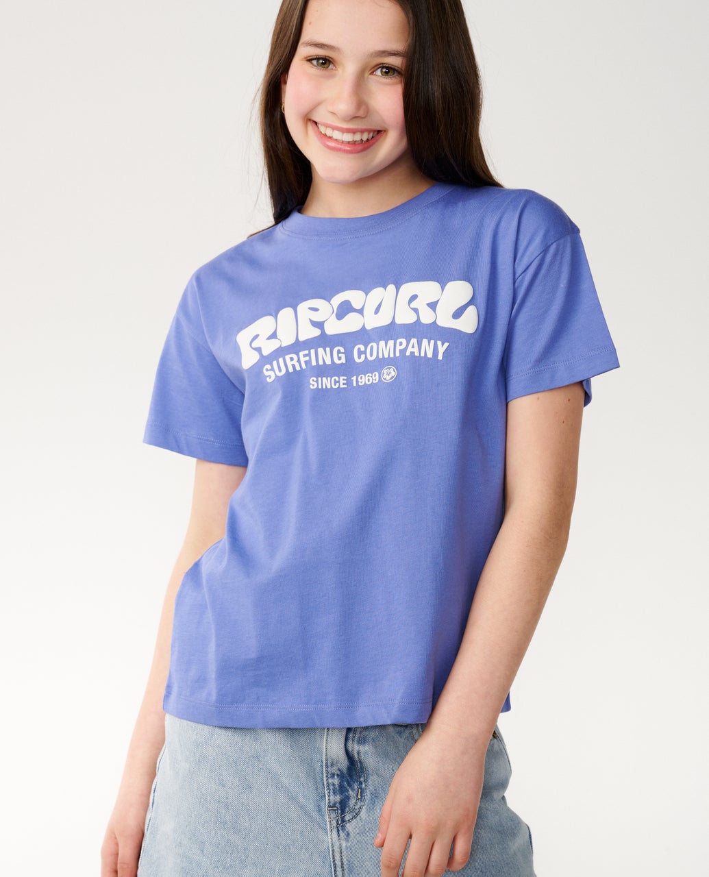 RIP CURL G Surf Puff Relaxed Tee Mid Blue