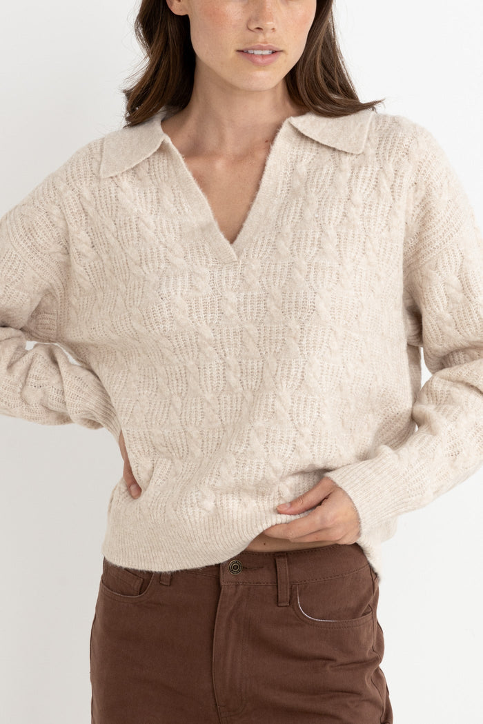 RHYTHM W LEXIE V-NECK COLLARED JUMPER 