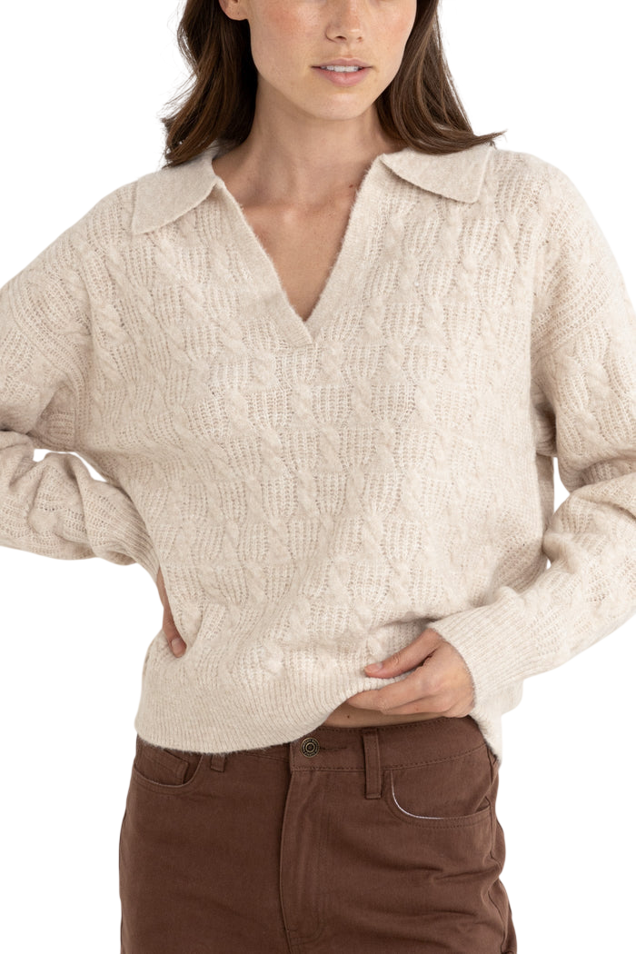 RHYTHM W LEXIE V-NECK COLLARED JUMPER