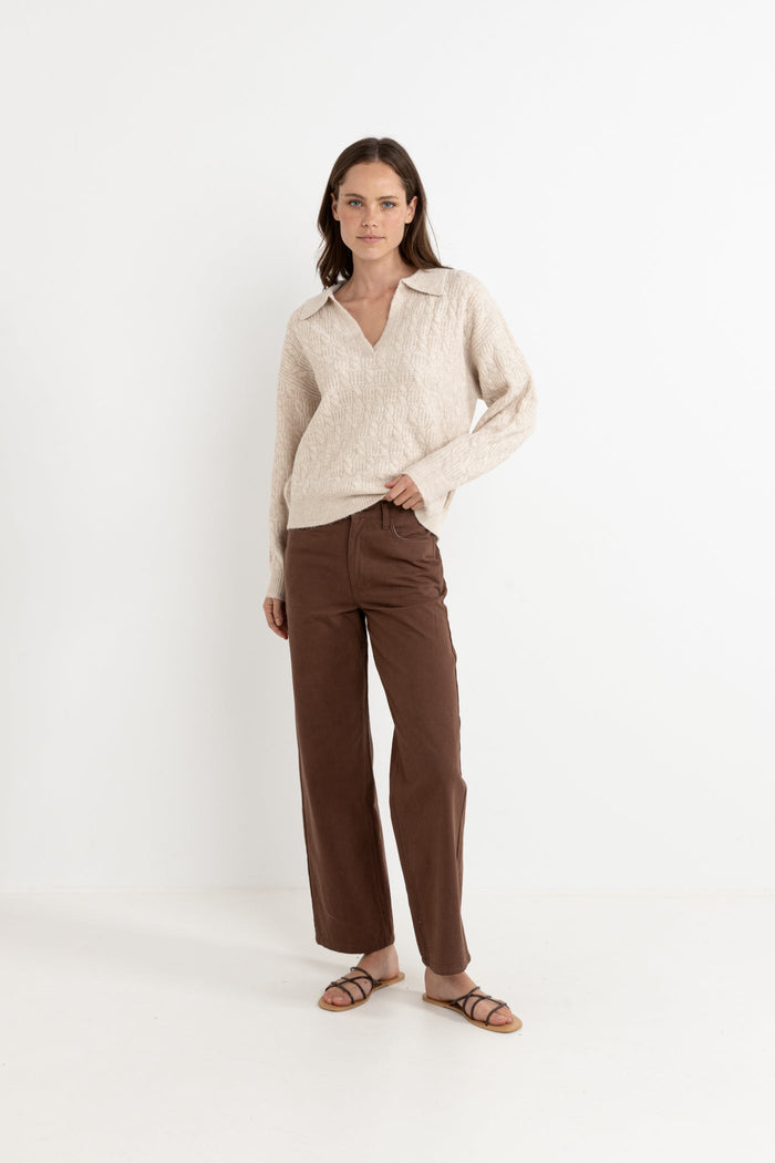 RHYTHM W LEXIE V-NECK COLLARED JUMPER 