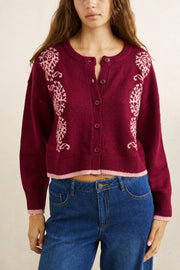 RHYTHM W Sandy Crop Cardigan Plum
