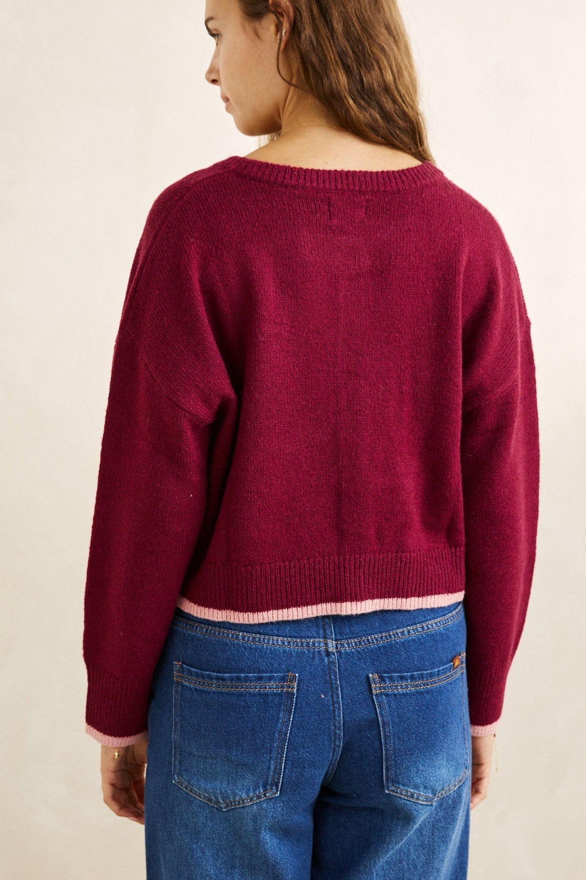 RHYTHM W Sandy Crop Cardigan Plum