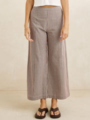 RHYTHM W London Check Wide Leg Pant Chocolate
