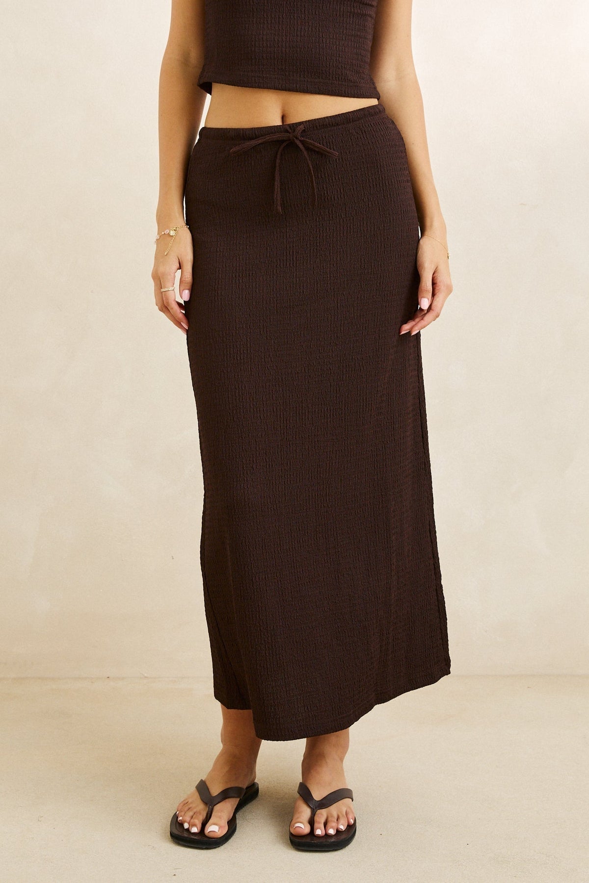 RHYTHM W Indie Maxi Skirt Chocolate