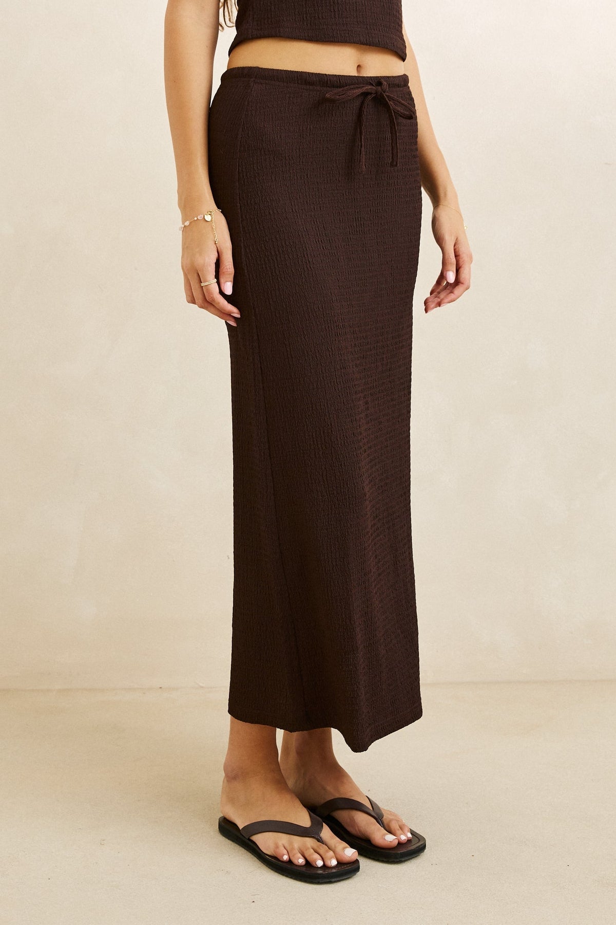 RHYTHM W Indie Maxi Skirt Chocolate