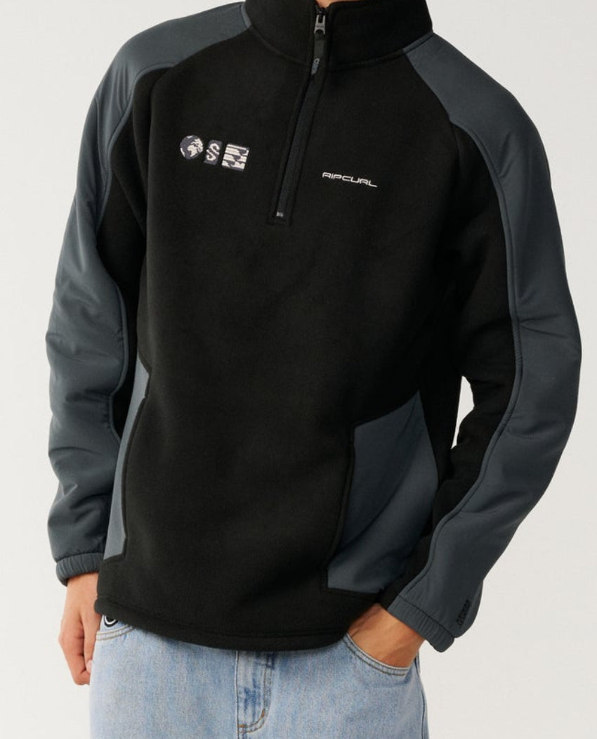 RIP CURL S-SERIES ZIP THRU CREW BLACK
