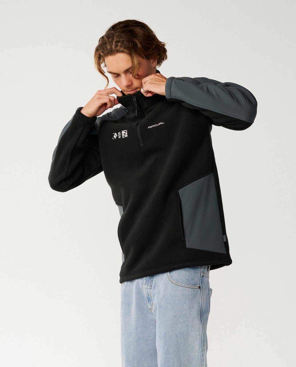 RIP CURL S-SERIES ZIP THRU CREW BLACK