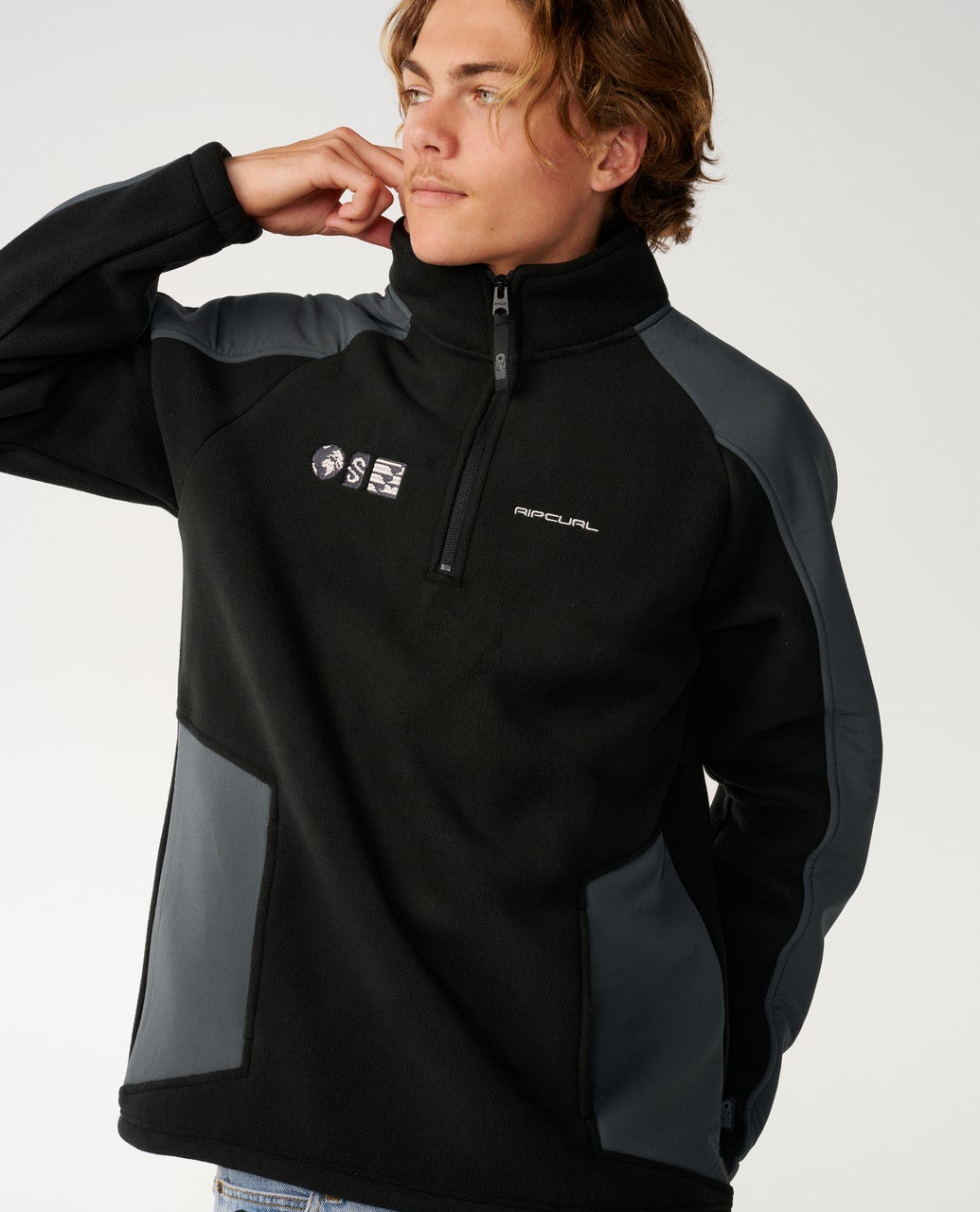RIP CURL S-SERIES ZIP THRU CREW BLACK