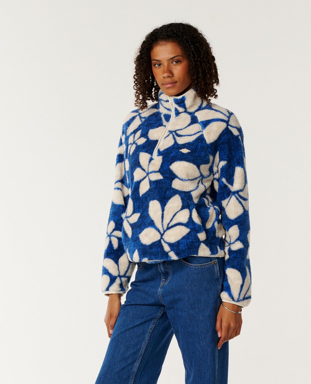 RIP CURL W PARAISO 1/4 ZIP POLAR FLEECE - BLUE