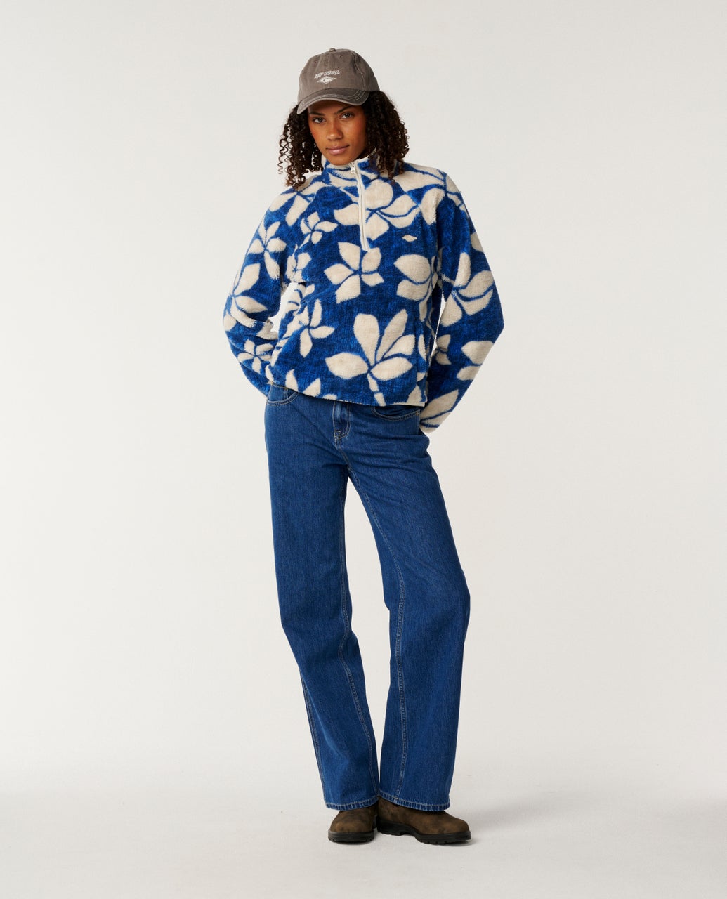 RIP CURL W PARAISO 1/4 ZIP POLAR FLEECE - BLUE