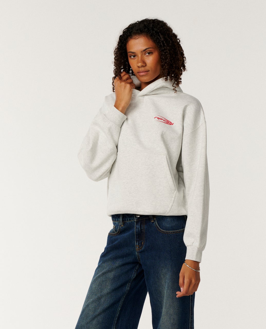 RIP CURL W RC EVOLUTION HOOD - LIGHT GREY MARLE
