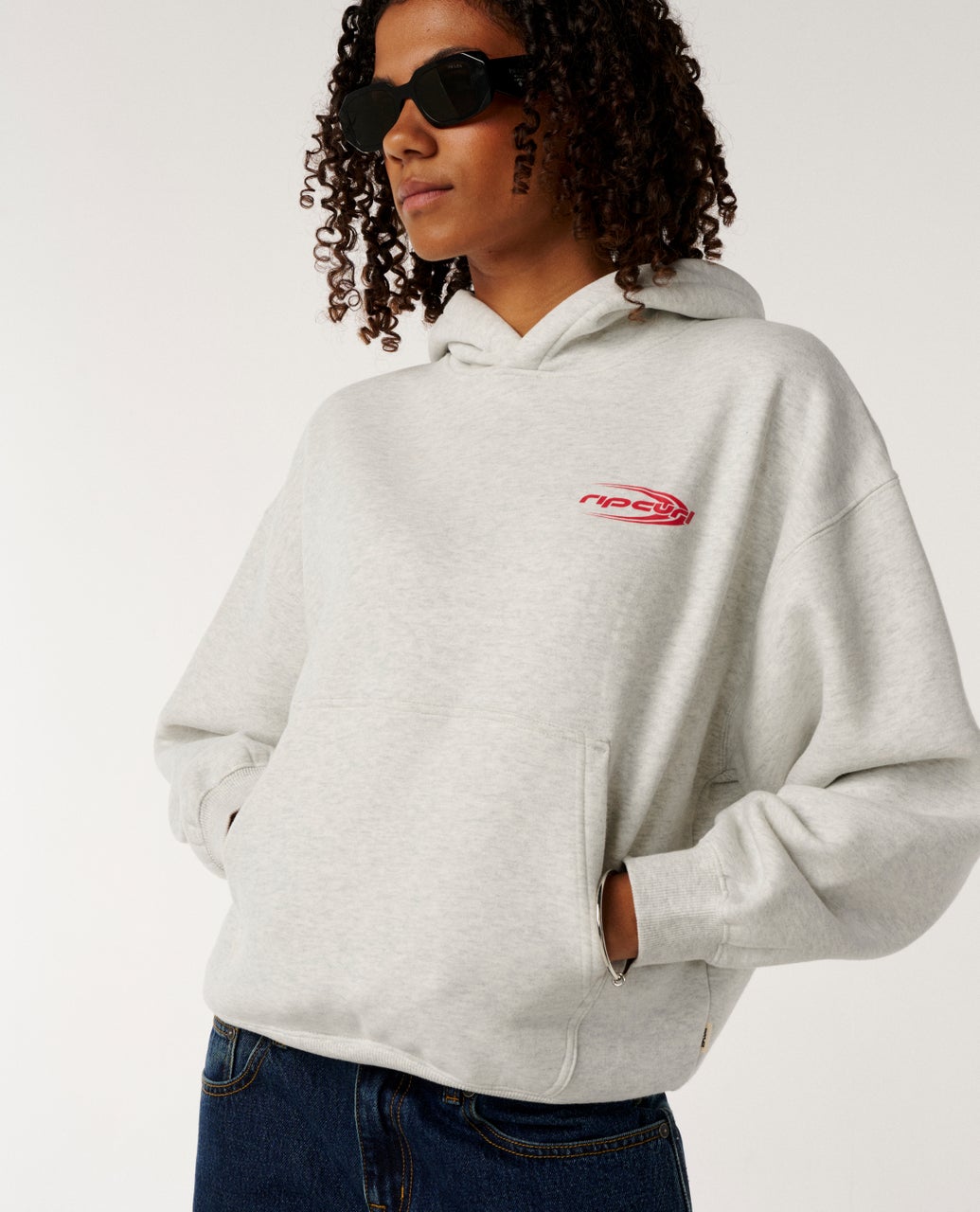 RIP CURL W RC EVOLUTION HOOD - LIGHT GREY MARLE
