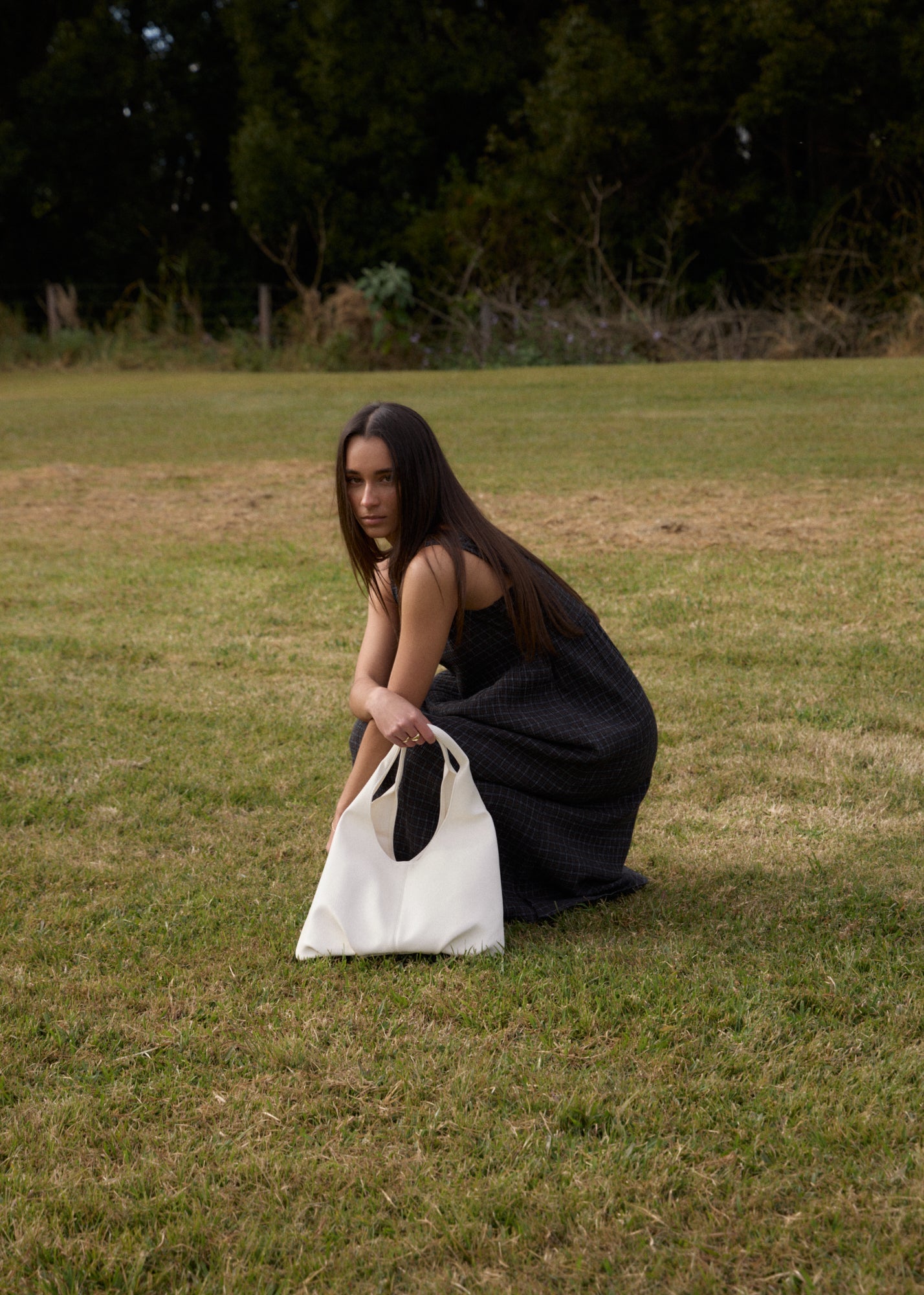 AFENDS W DARKNESS HEMP SEERSUCKER MIDI DRESS