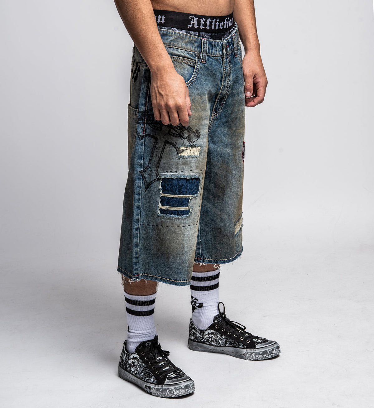 AFFLICTION SALVATION SHORT INDIGO