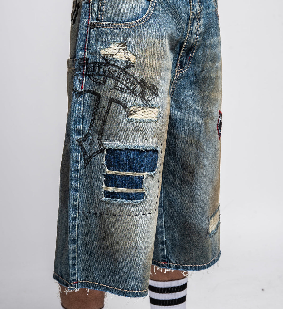AFFLICTION SALVATION SHORT INDIGO