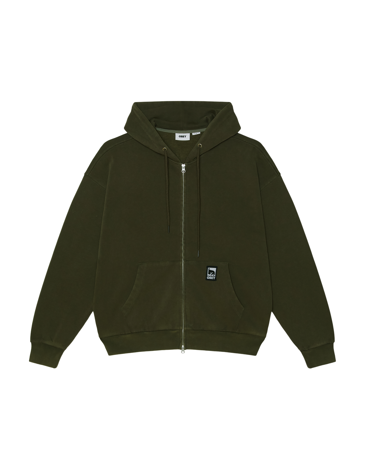 OBEY POST ZIP HOOD - DUSTY BLACK OLIVE