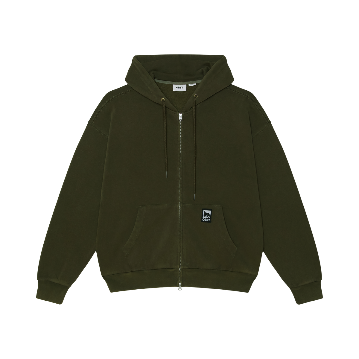 OBEY POST ZIP HOOD - DUSTY BLACK OLIVE