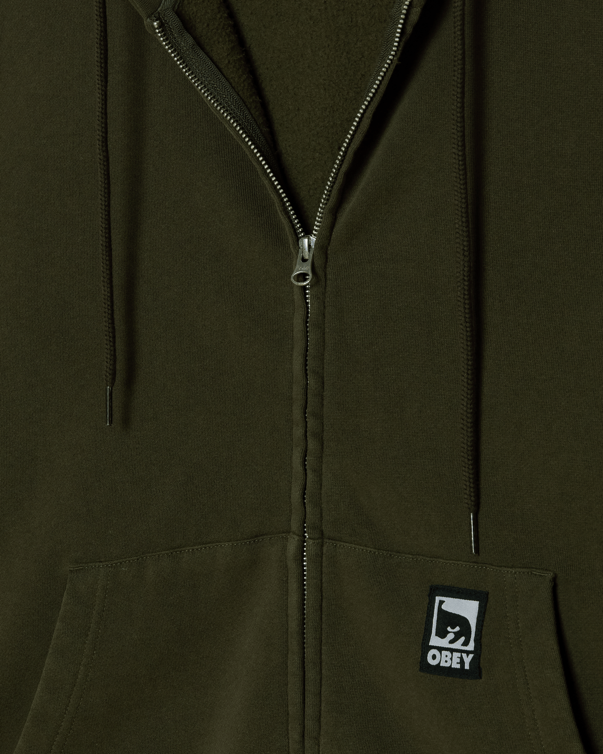 OBEY POST ZIP HOOD - DUSTY BLACK OLIVE