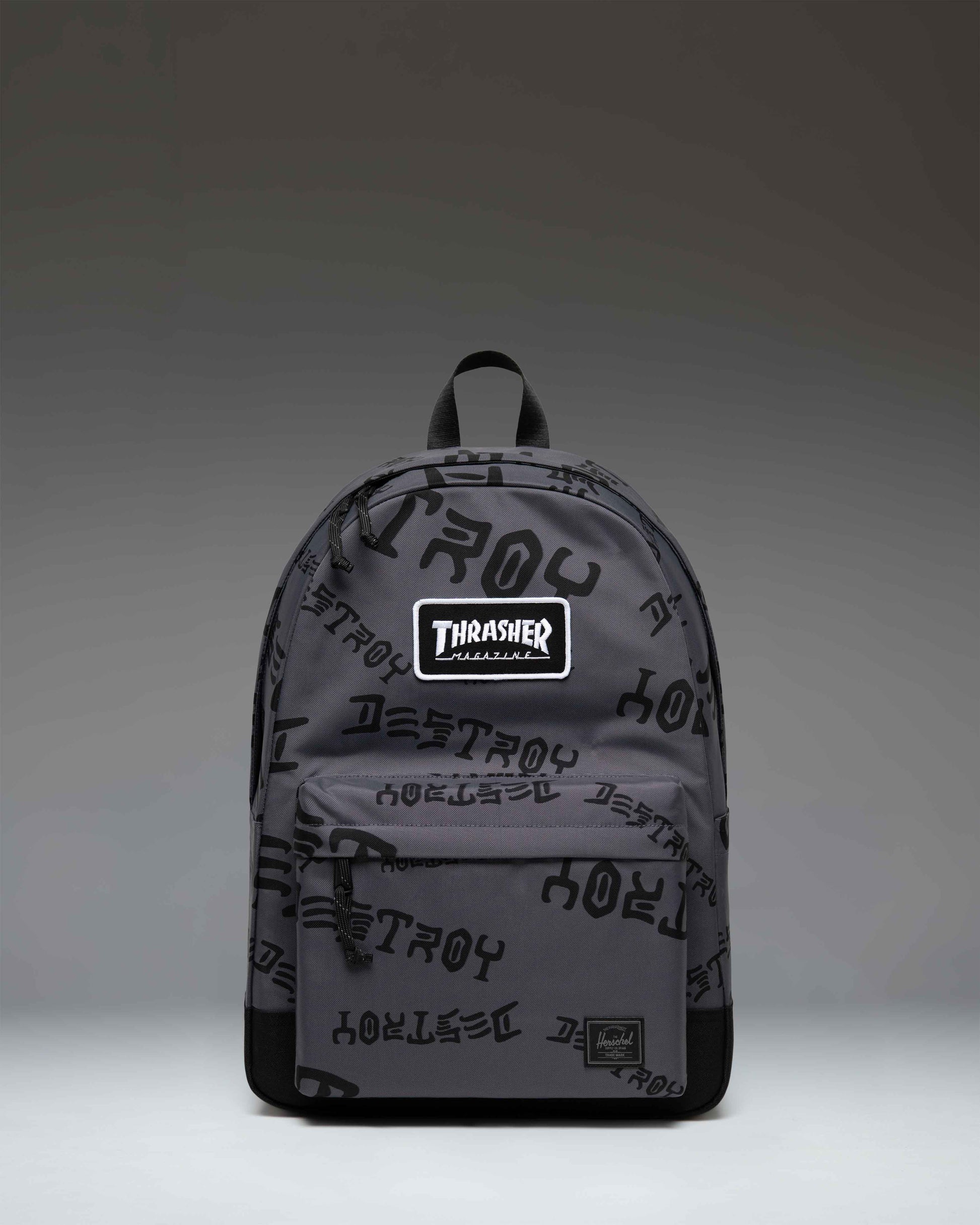Herschel Thrasher Classic XL Backpack Nylon Asphalt Black Destroy - flat