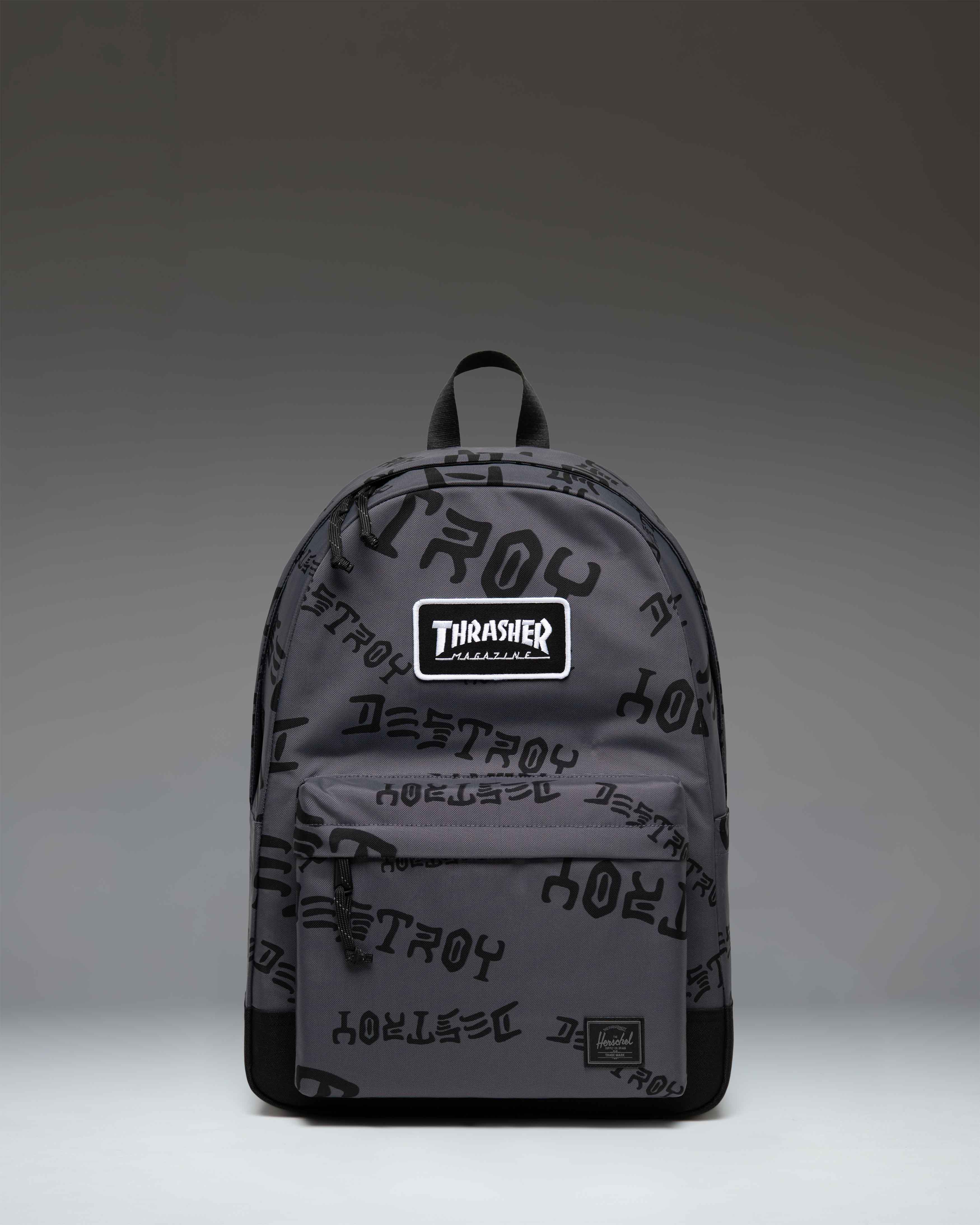 Herschel Thrasher Classic XL Backpack Nylon Asphalt Black Destroy - flat