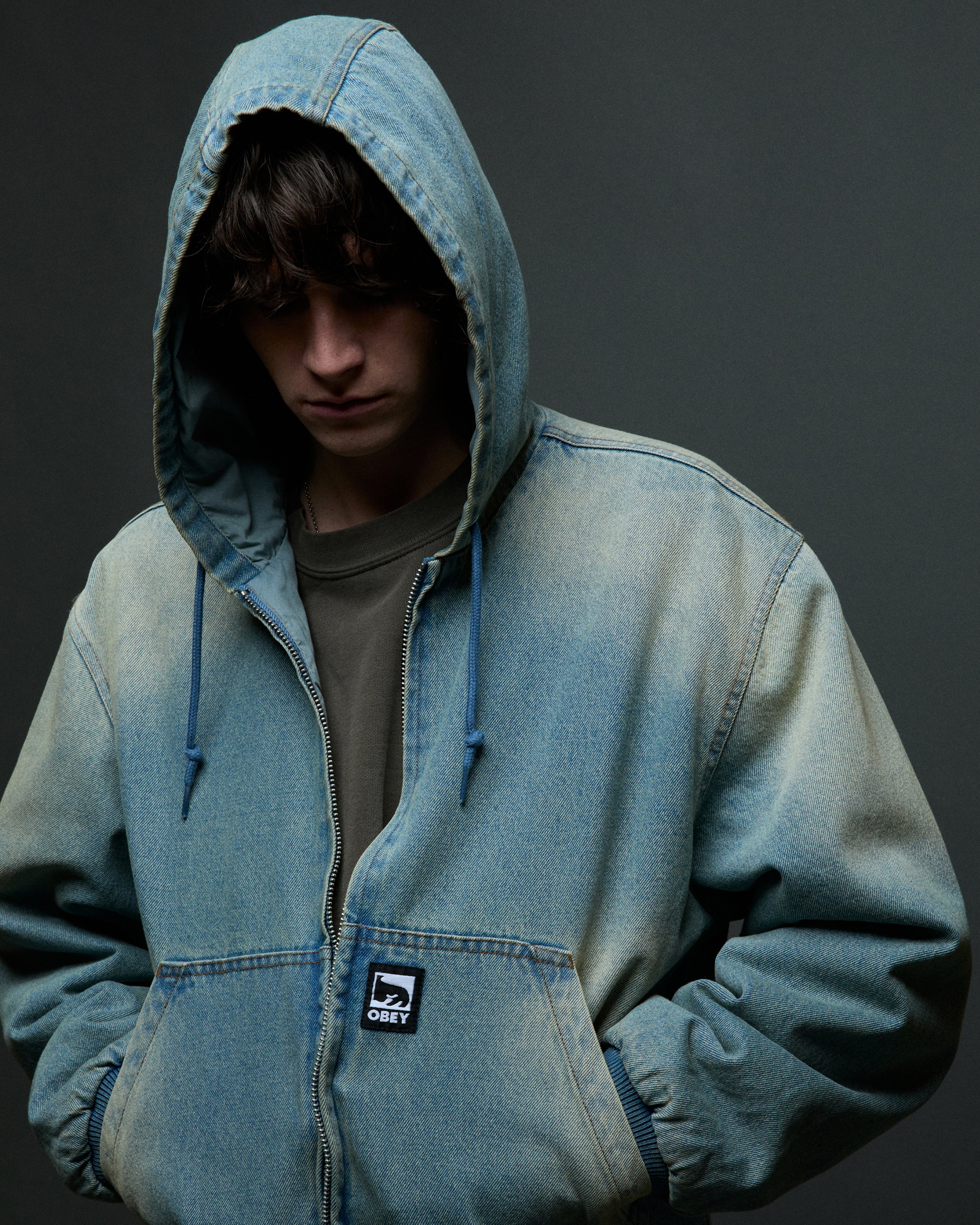 OBEY Glen Zip Up Jacket Indigo Archive Wash - HOMIES