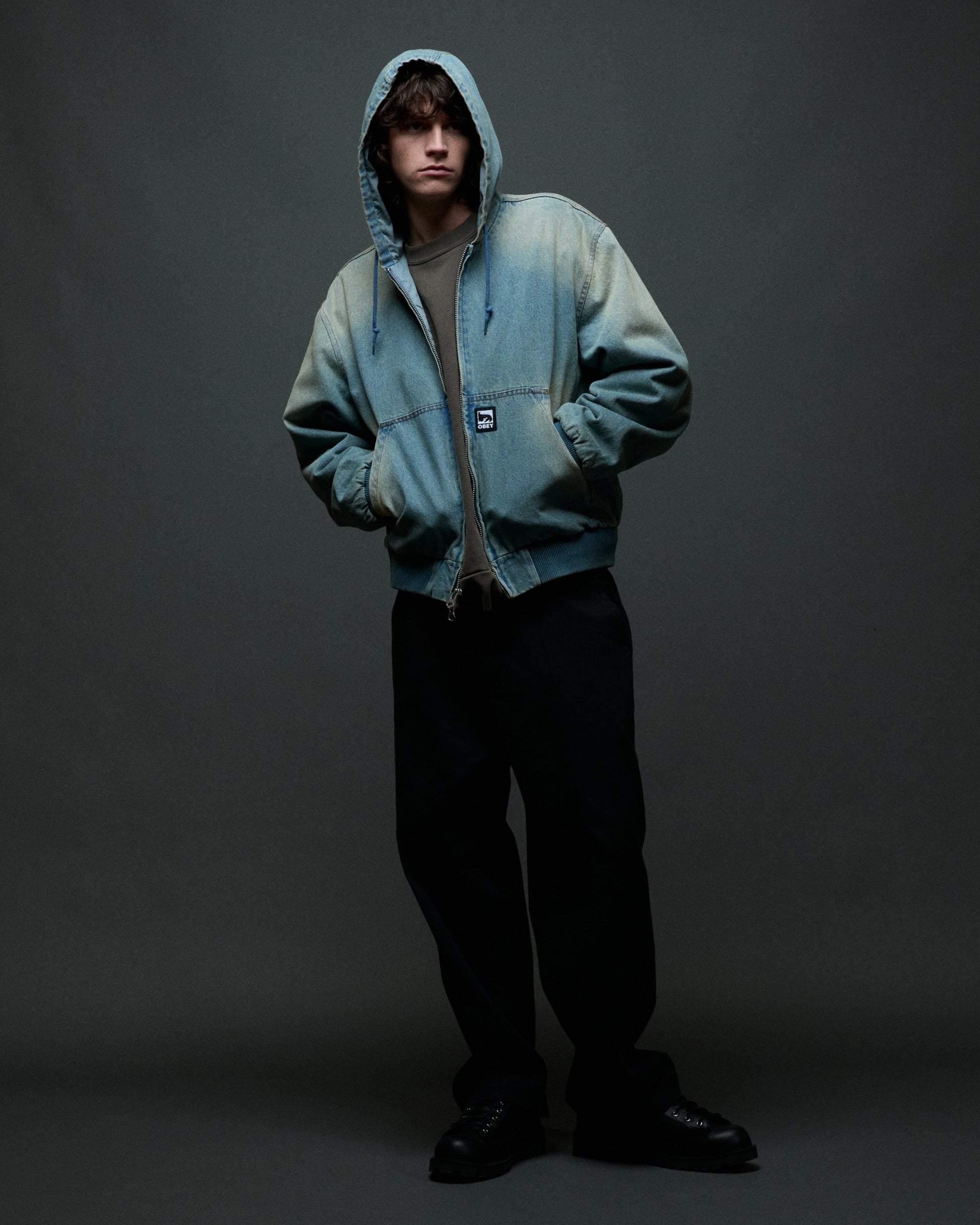 OBEY Glen Zip Up Jacket Indigo Archive Wash - HOMIES