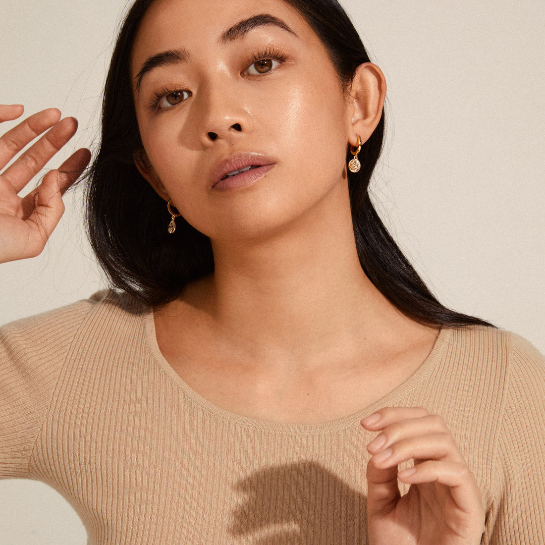 PILGRIM NOMAD COIN HUGGIE HOOP EARRINGS