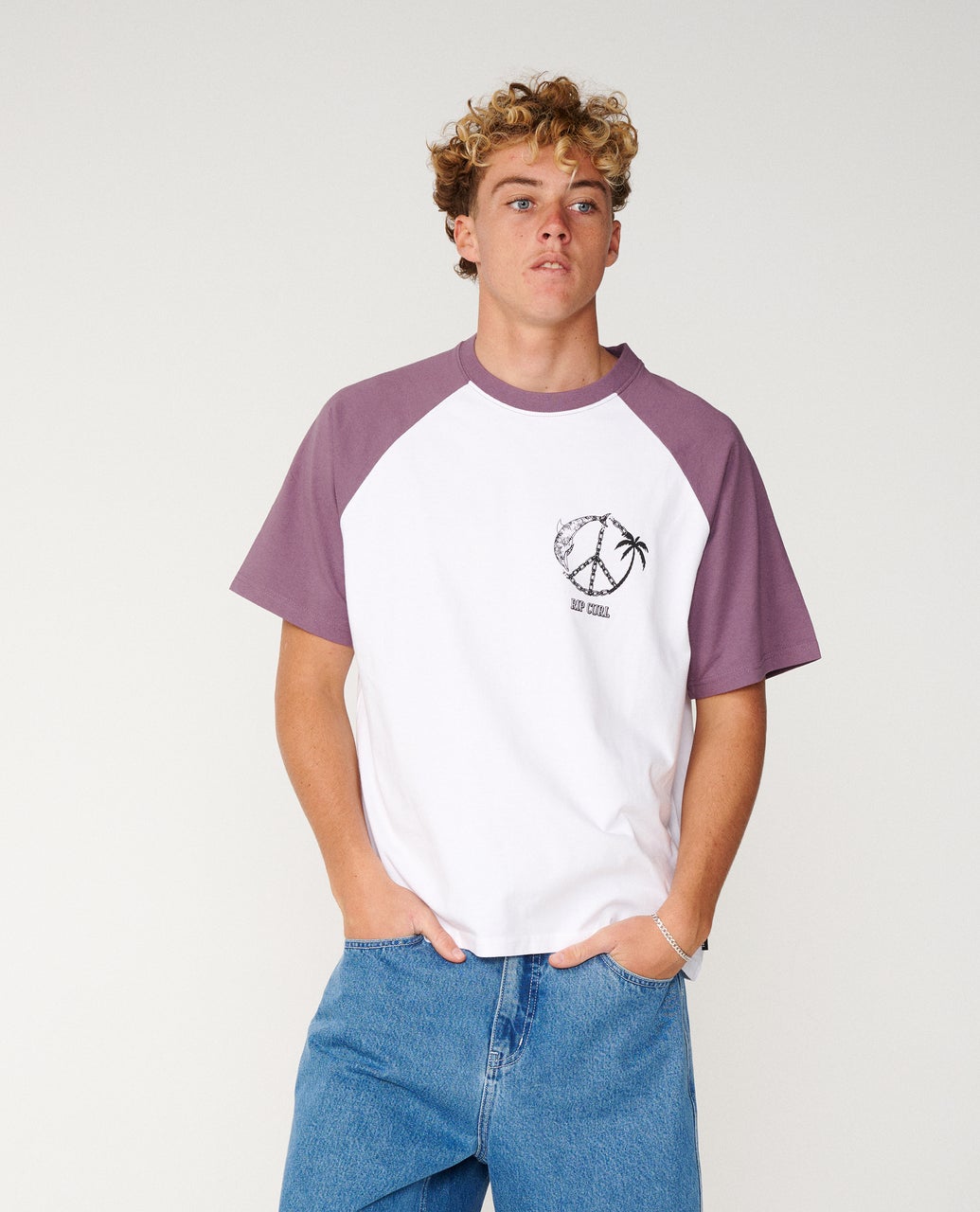 RIP CURL Disorder Dolphin Tee Vintage White