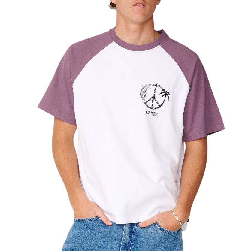 RIP CURL Disorder Dolphin Tee Vintage White