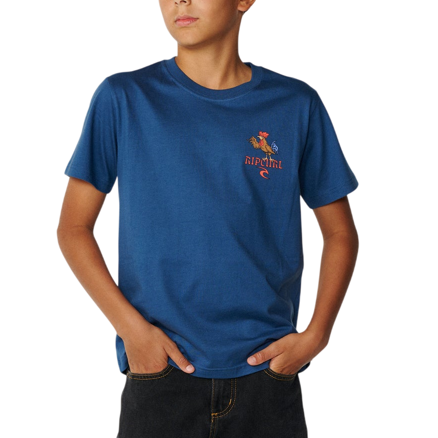 RIP CURL K Surfing Rooster Tee Light Navy