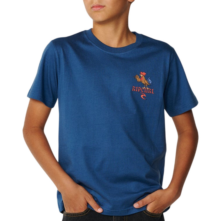 RIP CURL K Surfing Rooster Tee Light Navy