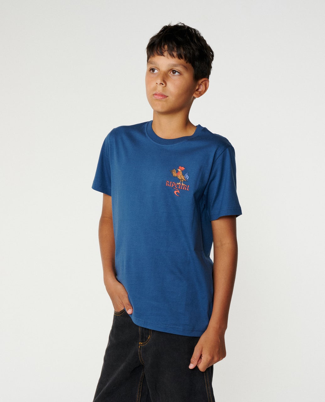 RIP CURL K Surfing Rooster Tee Light Navy