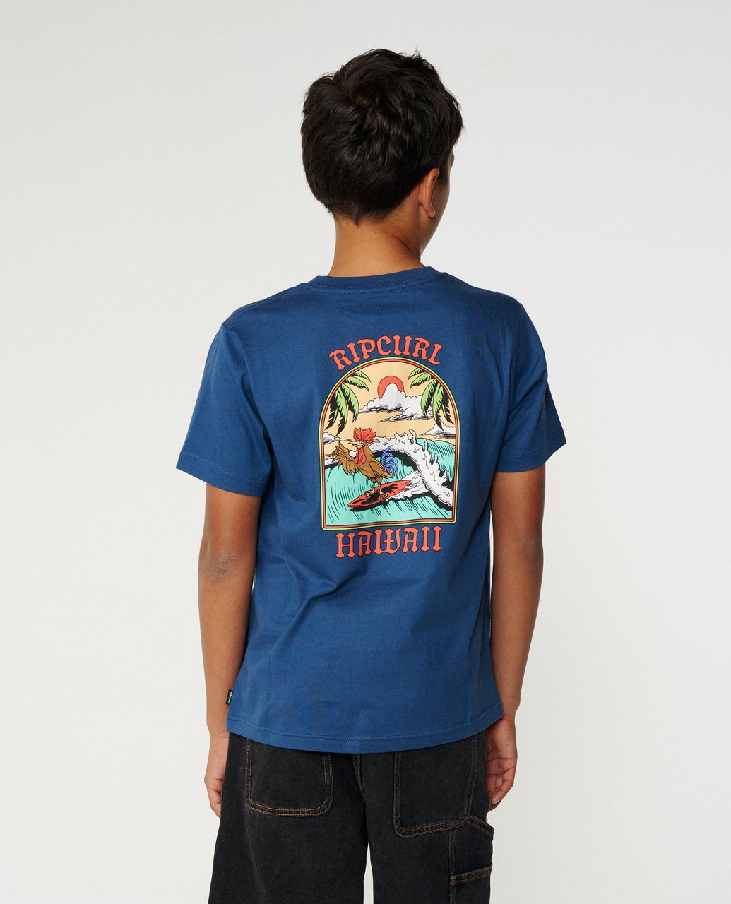 RIP CURL K Surfing Rooster Tee Light Navy