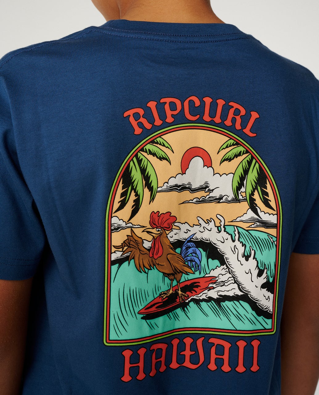 RIP CURL K Surfing Rooster Tee Light Navy