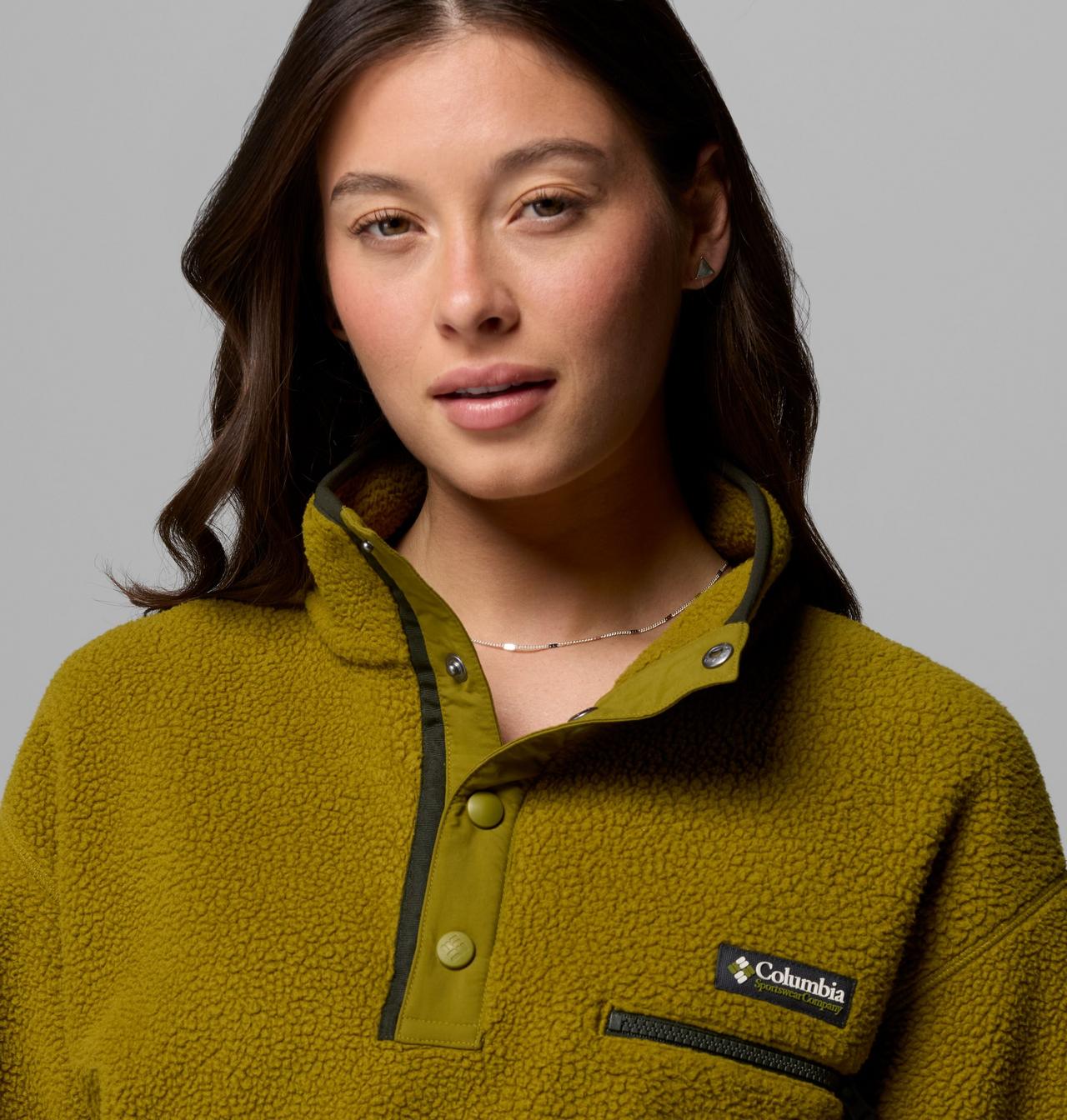 COLUMBIA W HELVETIA II CROPPED HALF SNAP FLEECE