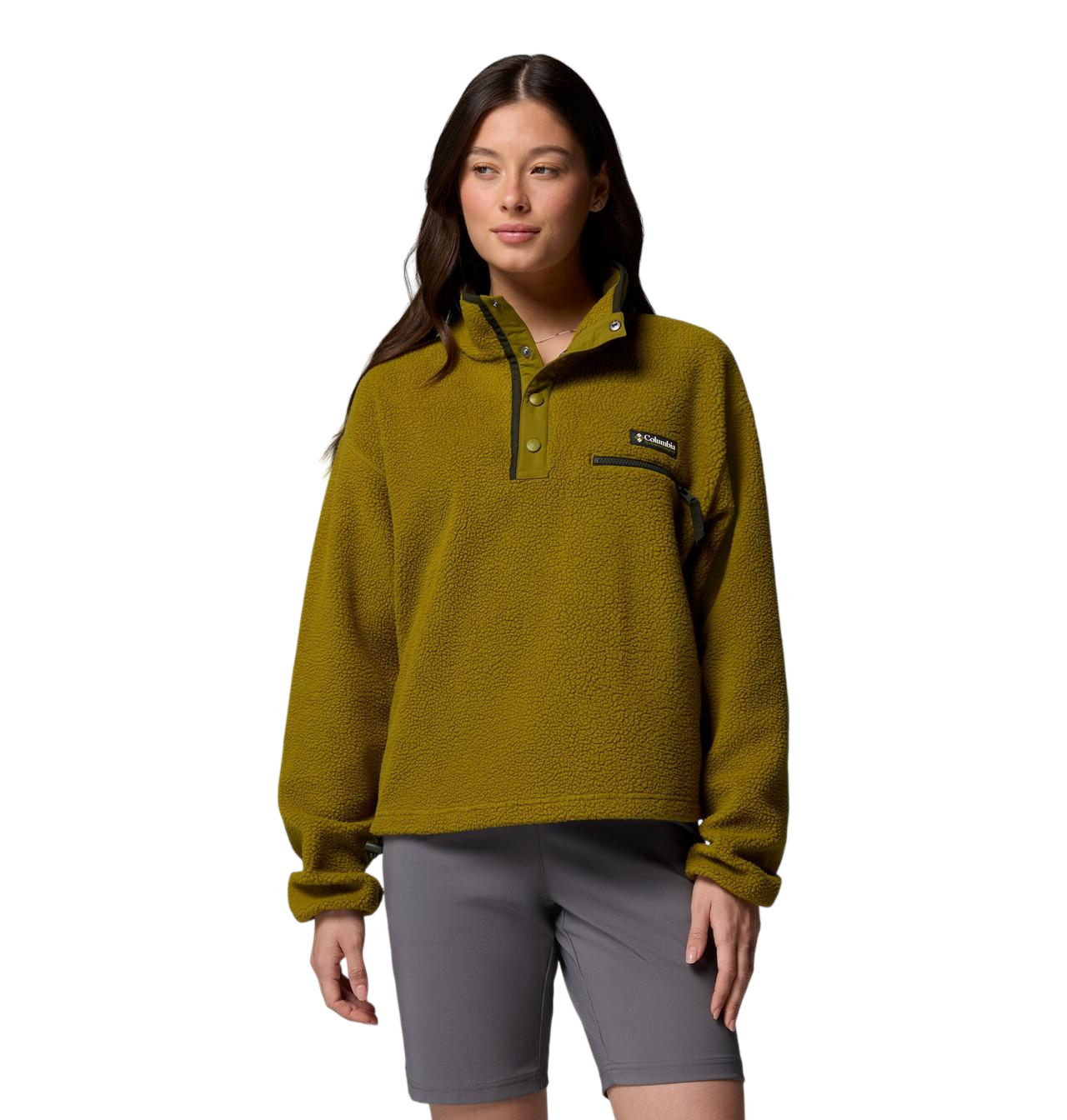 COLUMBIA W HELVETIA II CROPPED HALF SNAP FLEECE
