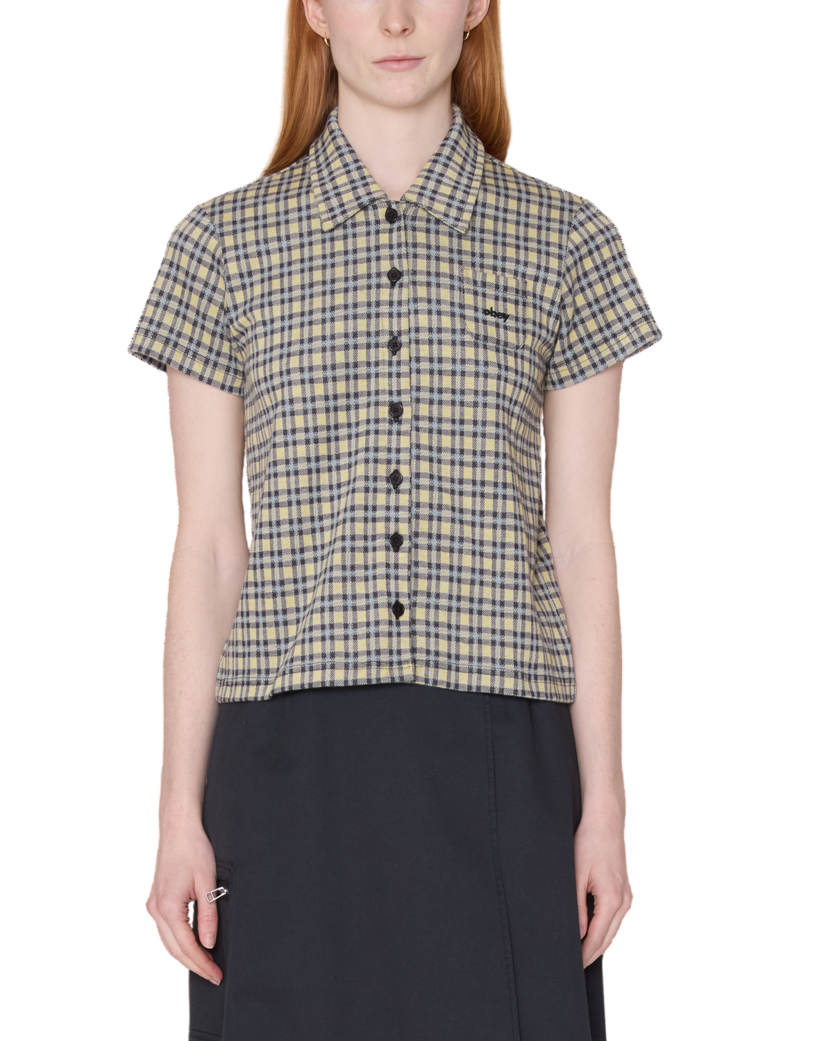 OBEY W LILA MICRO CHECK POLO SS